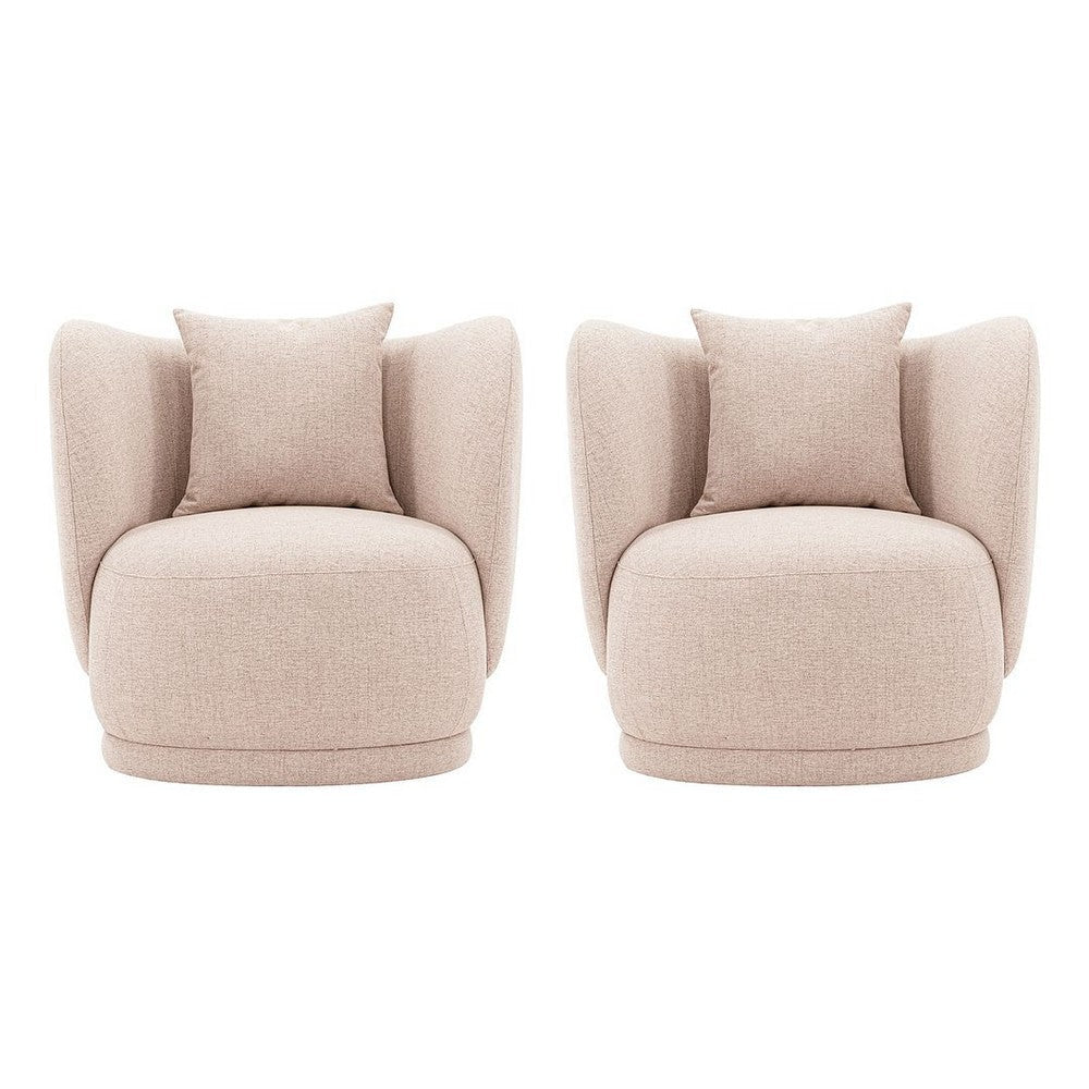 Contemporary Siri Linen Accent Chair with Pillows in Wheat - Set of 2