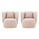 Contemporary Siri Linen Accent Chair with Pillows in Wheat - Set of 2