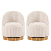 Modern Leela Swivel Boucle Accent Chair in Cream- Set of 2