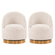 Modern Leela Swivel Boucle Accent Chair in Cream- Set of 2