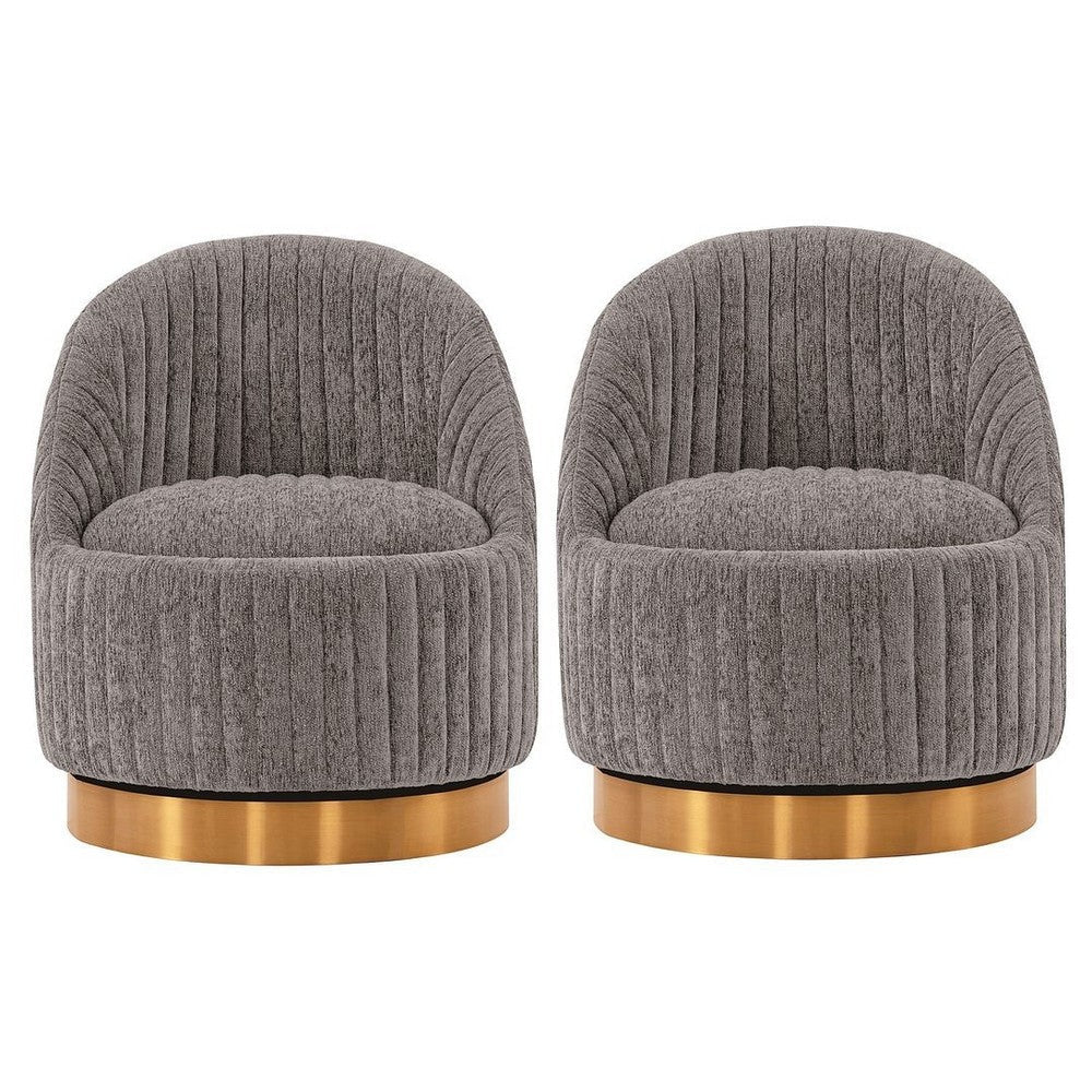Modern Leela Swivel Boucle Accent Chair in Grey - Set of 2