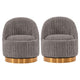 Modern Leela Swivel Boucle Accent Chair in Grey - Set of 2