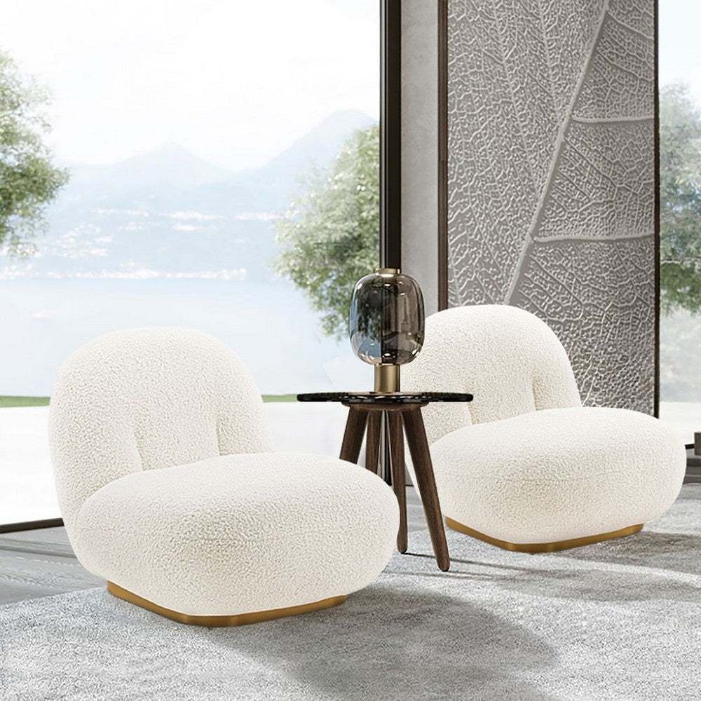 Modern Edina Boucle Accent Chair in White - Set of 2