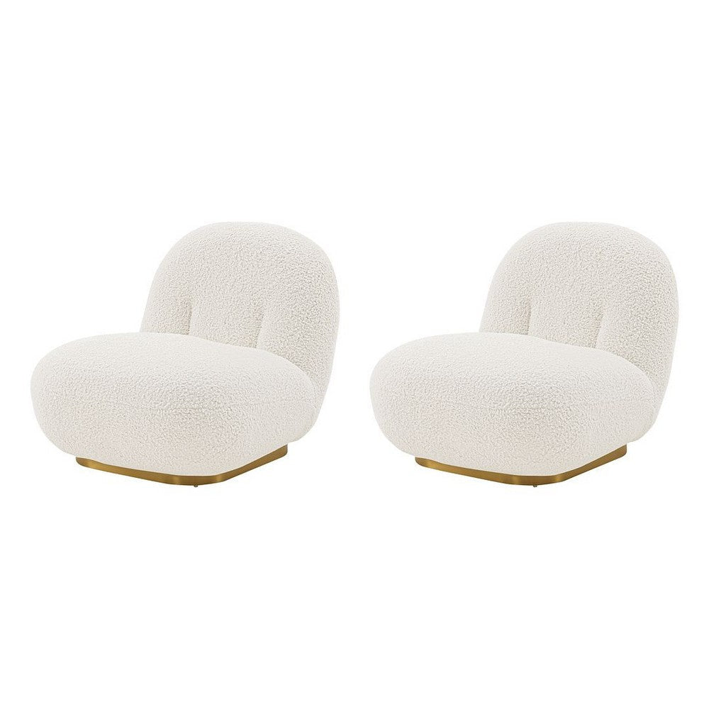 Modern Edina Boucle Accent Chair in White - Set of 2