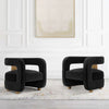 Modern Amirah Velvet  Accent Chair in Black - Set of 2