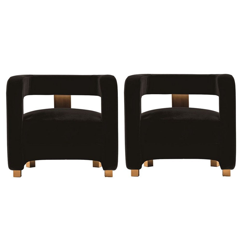 Modern Amirah Velvet  Accent Chair in Black - Set of 2