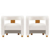 Modern Amirah Velvet  Accent Chair in White - Set of 2