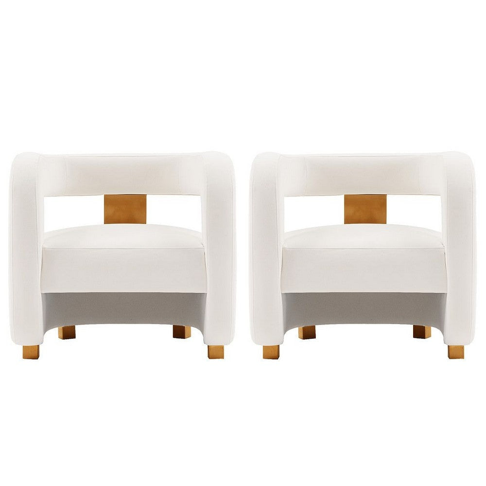 Modern Amirah Velvet  Accent Chair in White - Set of 2