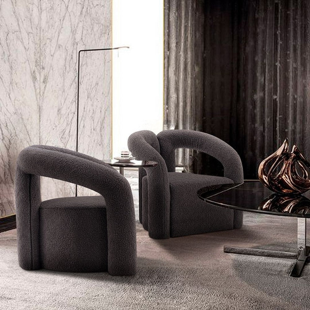 Modern Darian Boucle Accent Chair in Black - Set of 2