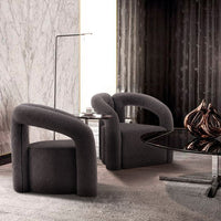 Modern Darian Boucle Accent Chair in Black - Set of 2