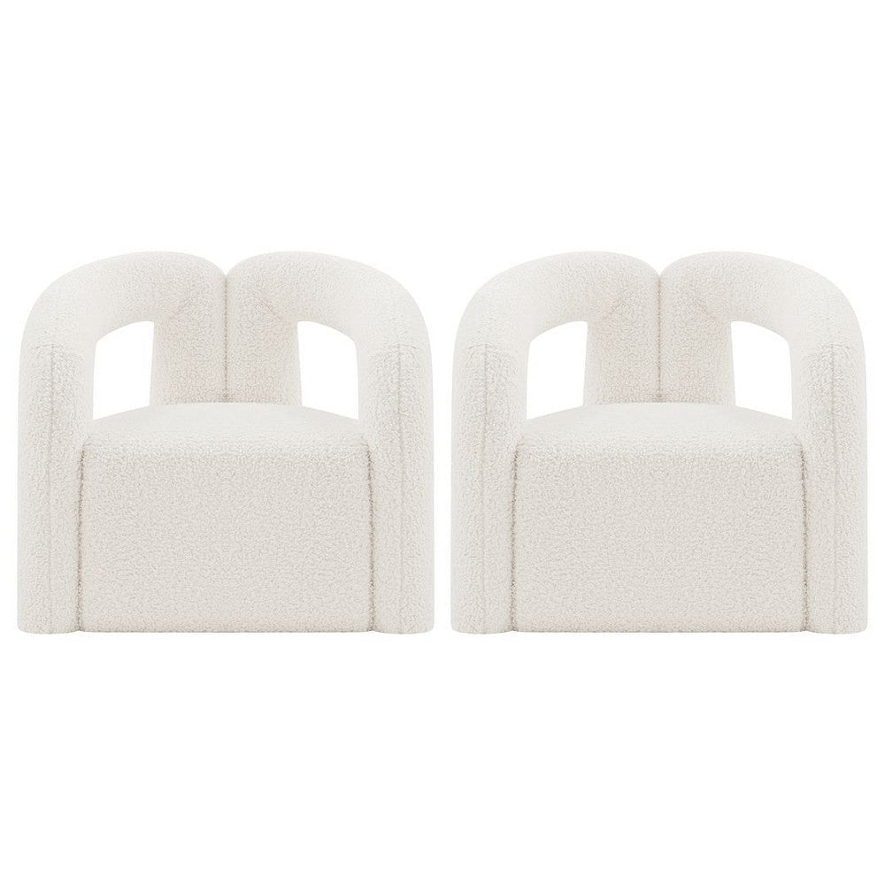 Modern Darian Boucle Accent Chair in Cream - Set of 2