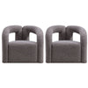 Modern Darian Boucle Accent Chair in Grey - Set of 2
