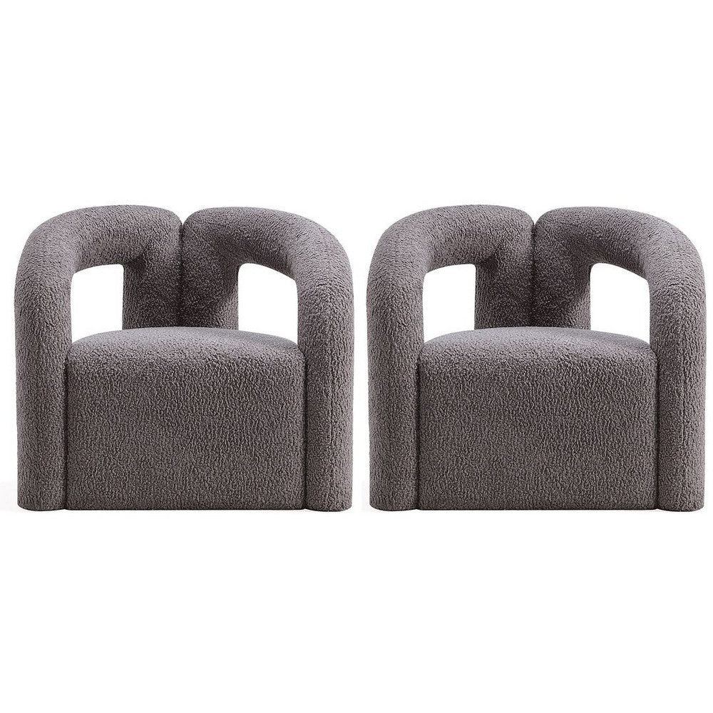 Modern Darian Boucle Accent Chair in Grey - Set of 2