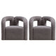 Modern Darian Boucle Accent Chair in Grey - Set of 2