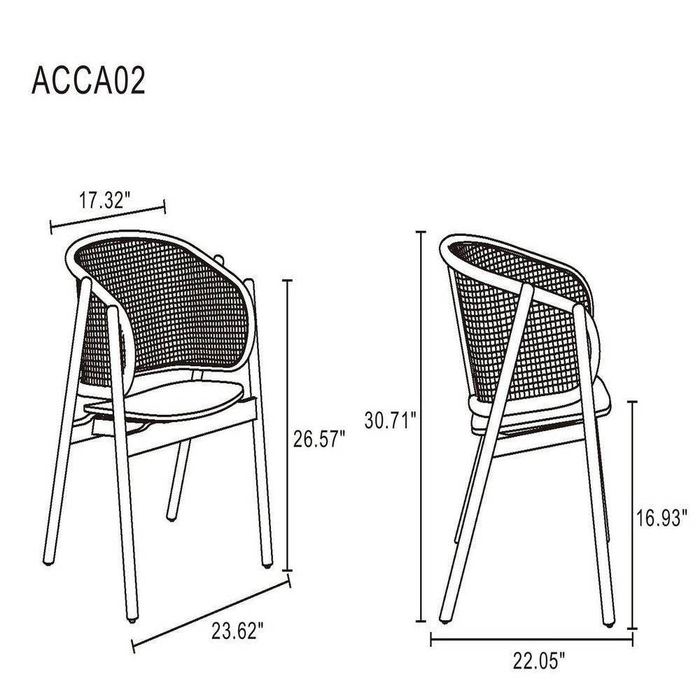 Versailles Armchair in Black and Natural Cane - Set of 2 MHC-2-ACCA02-BK
