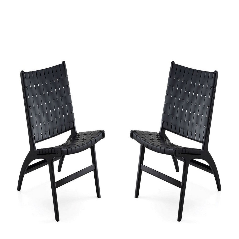 Maintenon Leatherette Accent Chair in Black - Set of 2