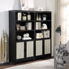 Sheridan Modern Cane Bookcase with Adjustable Shelves in Black - Set of 2