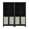 Sheridan Modern Cane Bookcase with Adjustable Shelves in Black - Set of 2