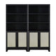 Sheridan Modern Cane Bookcase with Adjustable Shelves in Black - Set of 2