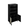 Sheridan Modern Cane Bookcase with Adjustable Shelves in Black - Set of 2 MHC-2-BC-6GLF-BK