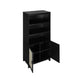 Sheridan Modern Cane Bookcase with Adjustable Shelves in Black - Set of 2 MHC-2-BC-6GLF-BK