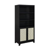 Sheridan Modern Cane Bookcase with Adjustable Shelves in Black - Set of 2 MHC-2-BC-6GLF-BK