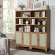 Sheridan Modern Cane Bookcase with Adjustable Shelves in Nature - Set of 2