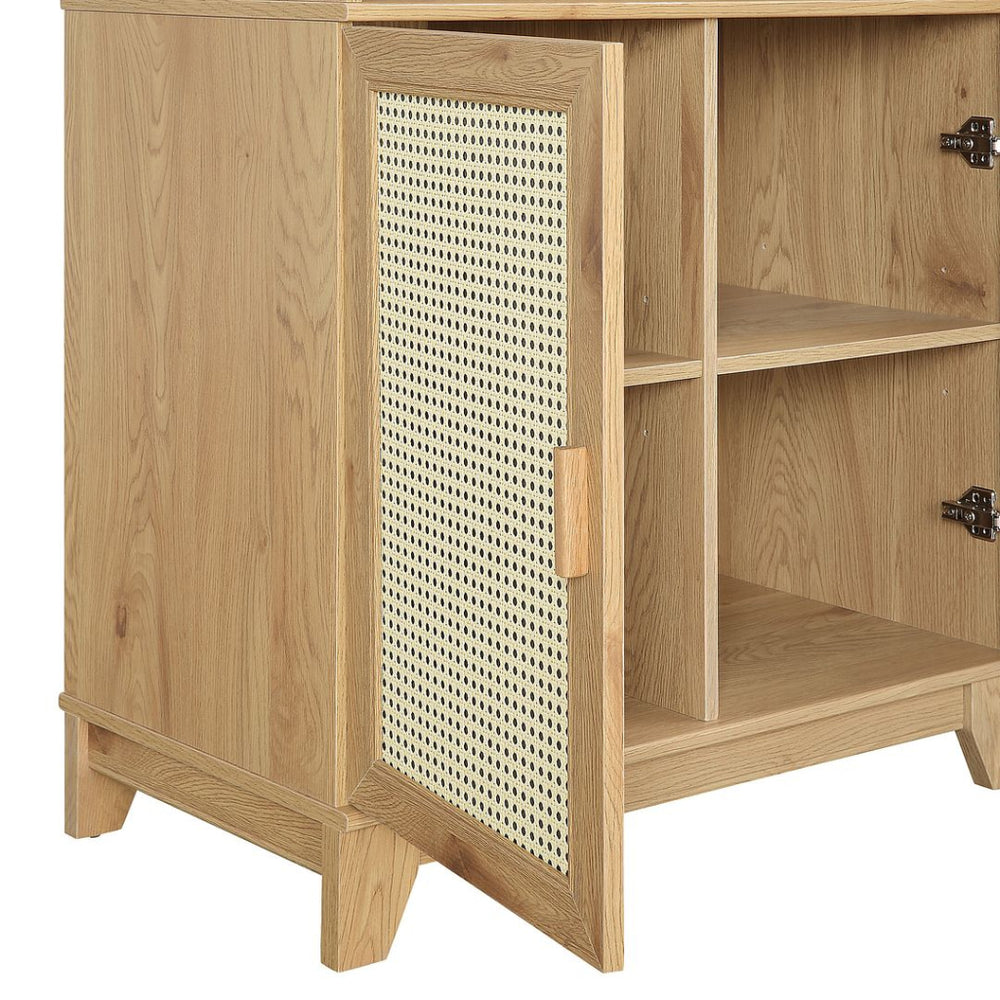 Sheridan Modern Cane Bookcase with Adjustable Shelves in Nature - Set of 2 MHC-2-BC-6GLF-NA
