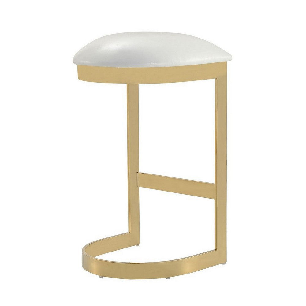 Aura 28.54 in. White and Polished Brass Stainless Steel Bar Stool (Set of 2) MHC-2-BS006-WH