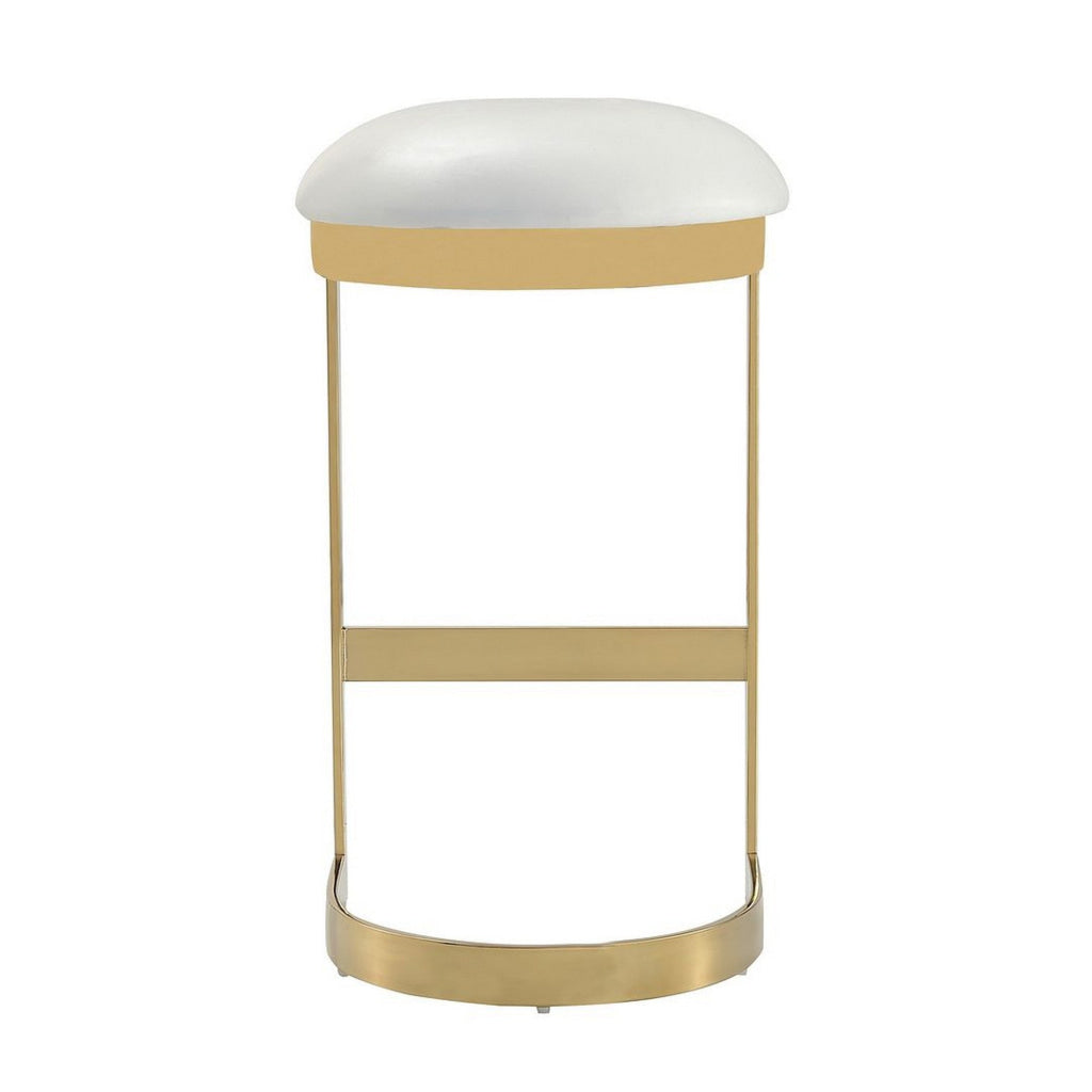 Aura 28.54 in. White and Polished Brass Stainless Steel Bar Stool (Set of 2) MHC-2-BS006-WH