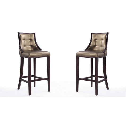 Fifth Avenue 45 in. Bronze and Walnut Beech Wood Bar Stool (Set of 2)