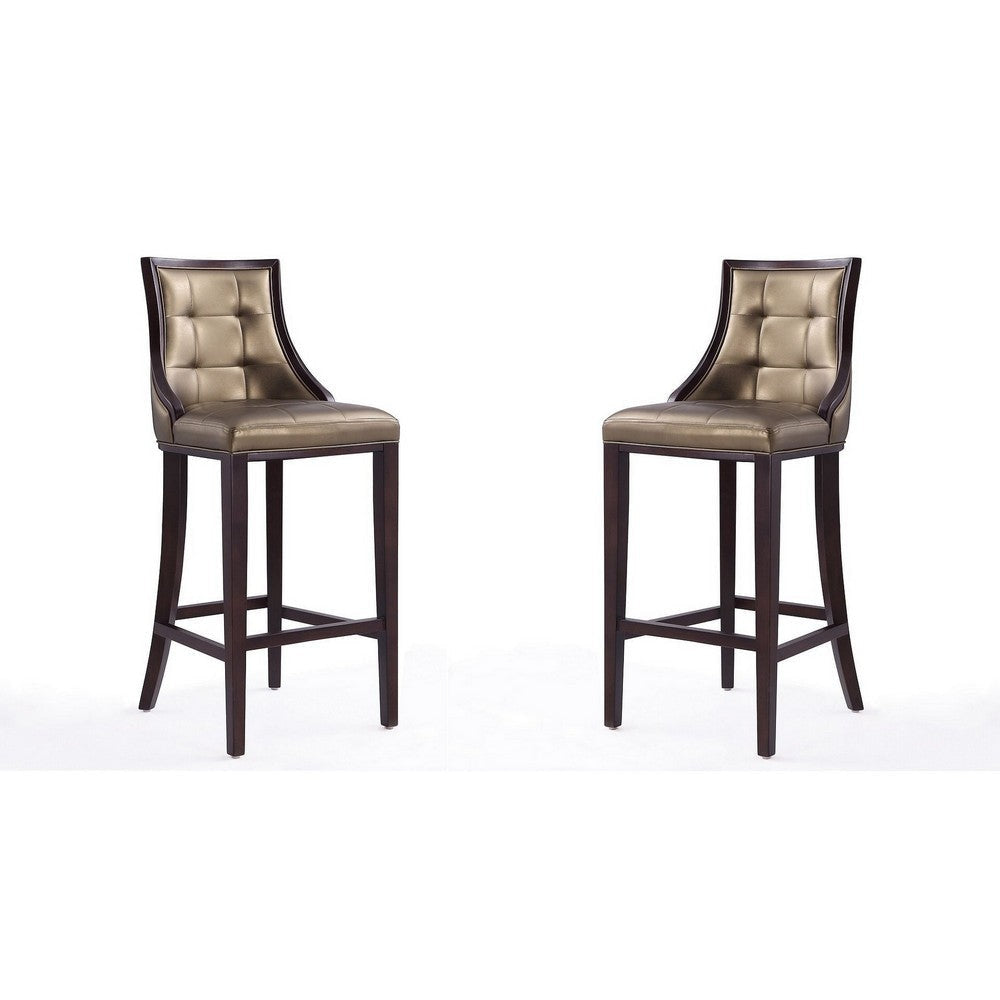 Fifth Avenue 45 in. Bronze and Walnut Beech Wood Bar Stool (Set of 2)