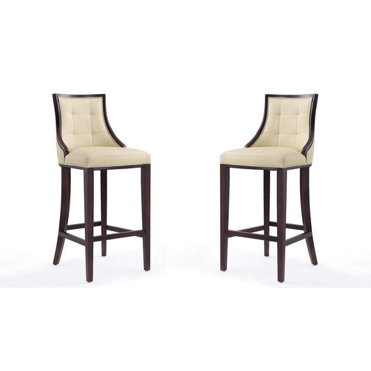 Fifth Avenue 45 in. Cream and Walnut Beech Wood Bar Stool (Set of 2)