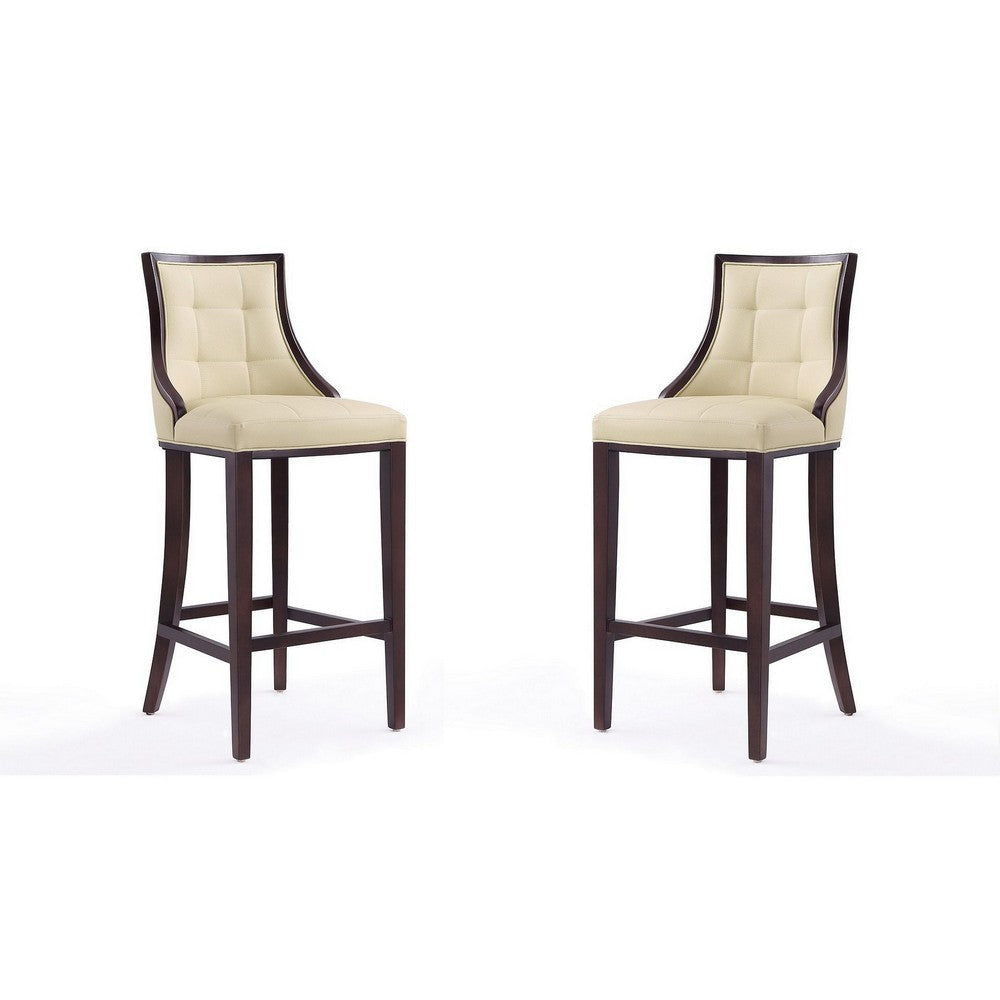 Fifth Avenue 45 in. Cream and Walnut Beech Wood Bar Stool (Set of 2)