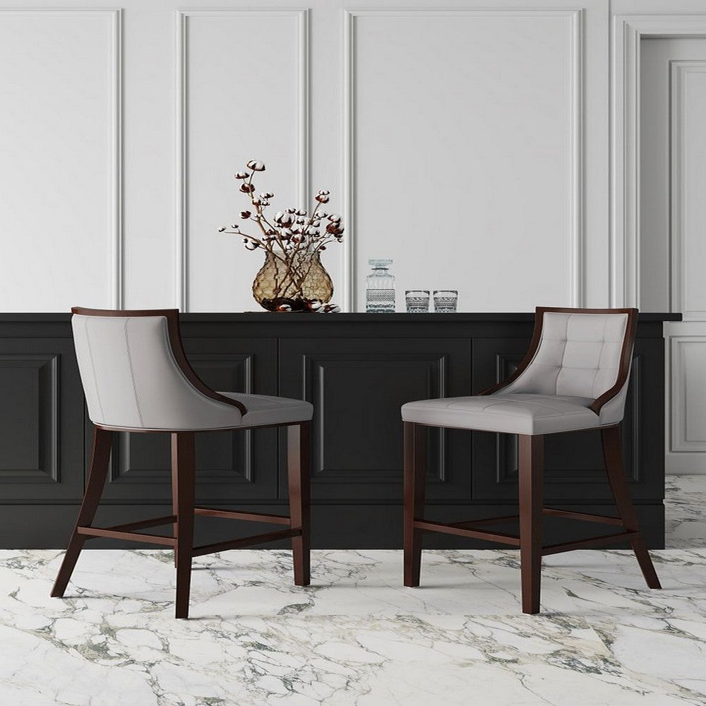 Fifth Avenue Faux Leather Barstool in Light Grey (Set of 2)