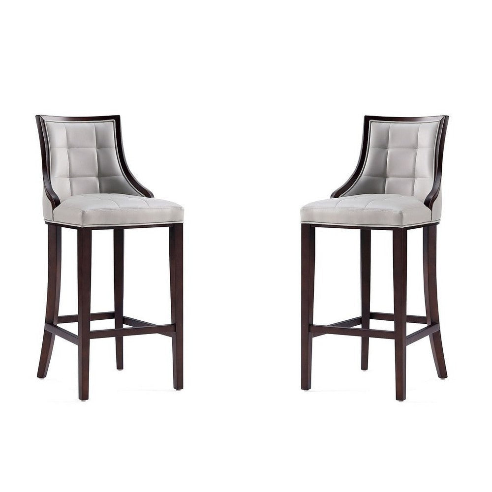 Fifth Avenue Faux Leather Barstool in Light Grey (Set of 2)