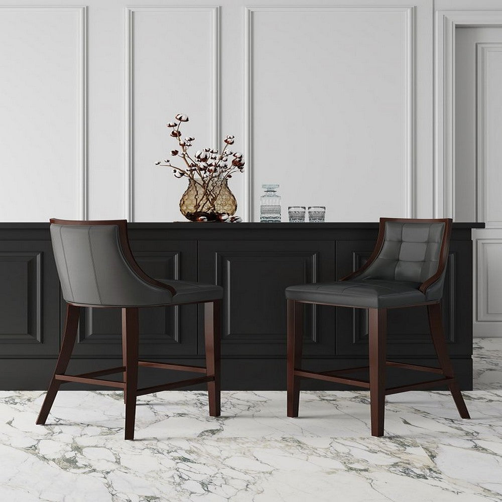 Fifth Avenue Faux Leather Barstool in Pebble Grey (Set of 2)