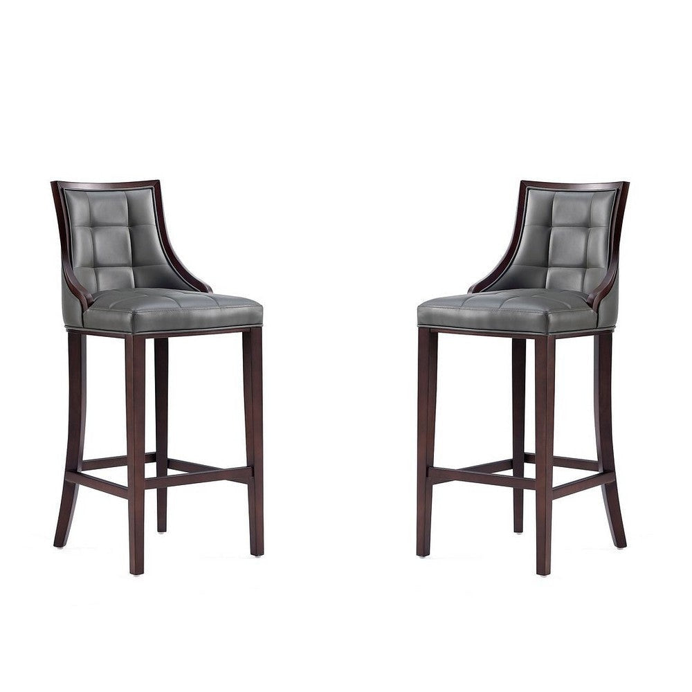 Fifth Avenue Faux Leather Barstool in Pebble Grey (Set of 2)
