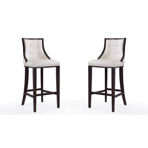 Fifth Avenue 45 in. Pearl White and Walnut Beech Wood Bar Stool (Set of 2)