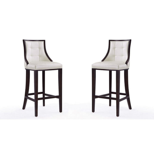 Fifth Avenue 45 in. Pearl White and Walnut Beech Wood Bar Stool (Set of 2)