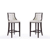 Fifth Avenue 45 in. Pearl White and Walnut Beech Wood Bar Stool (Set of 2)