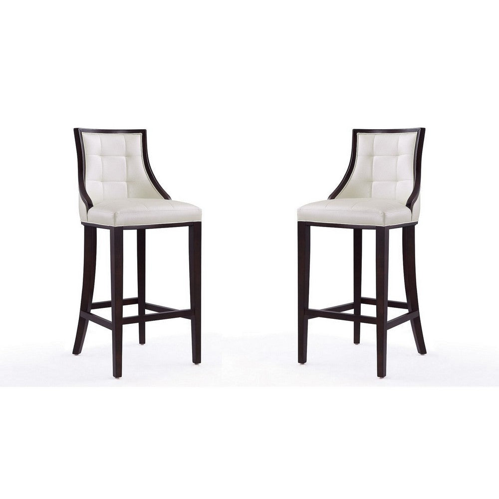 Fifth Avenue 45 in. Pearl White and Walnut Beech Wood Bar Stool (Set of 2)
