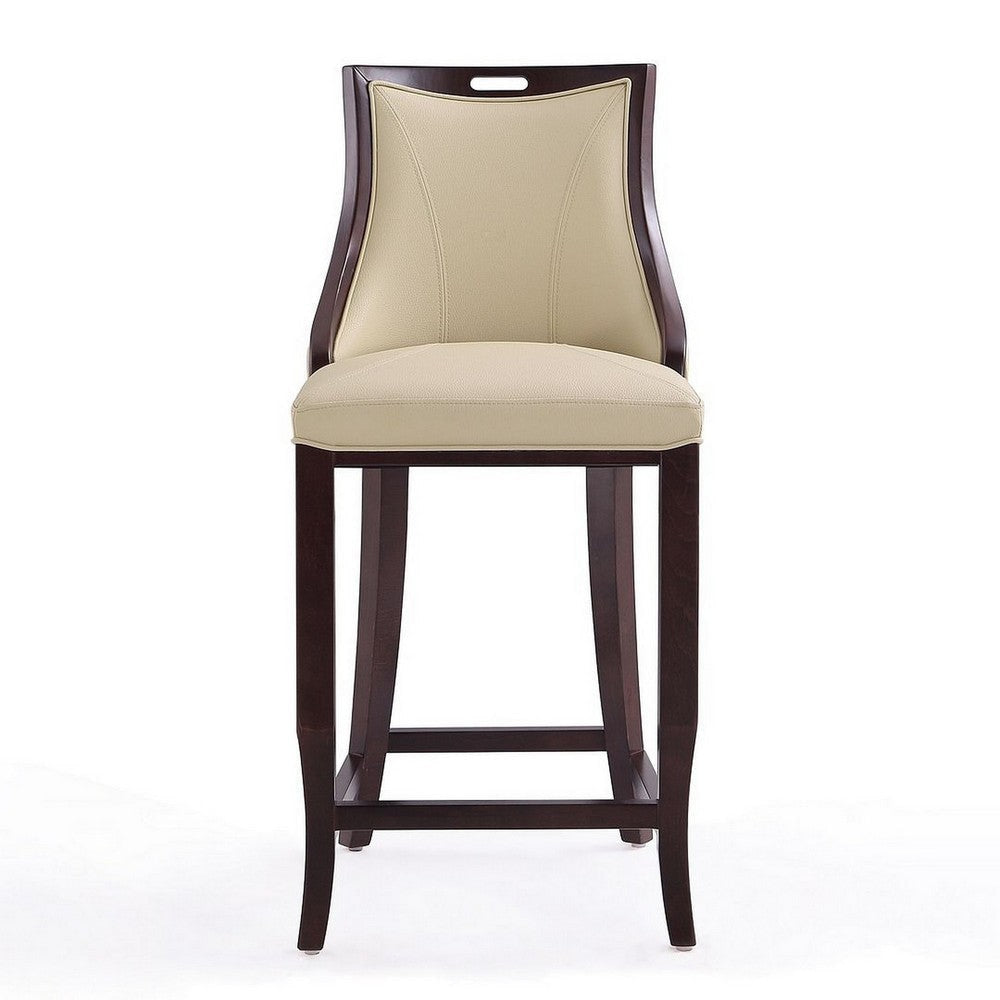 Emperor 41 in. Cream and Walnut Beech Wood Bar Stool (Set of 2) MHC-2-BS008-CR