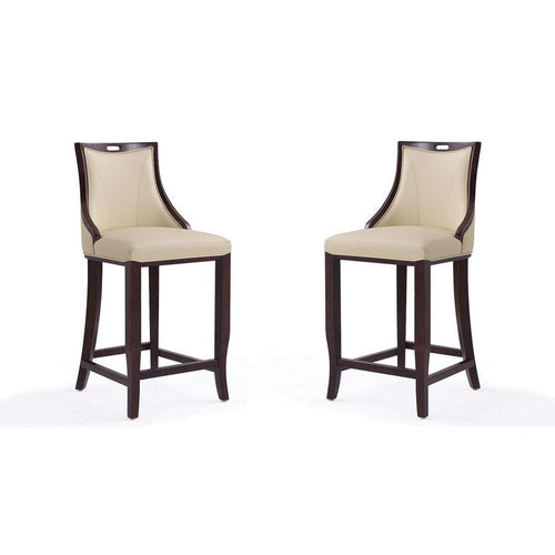 Emperor 41 in. Cream and Walnut Beech Wood Bar Stool (Set of 2)