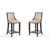 Emperor 41 in. Cream and Walnut Beech Wood Bar Stool (Set of 2)