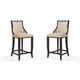 Emperor 41 in. Cream and Walnut Beech Wood Bar Stool (Set of 2)