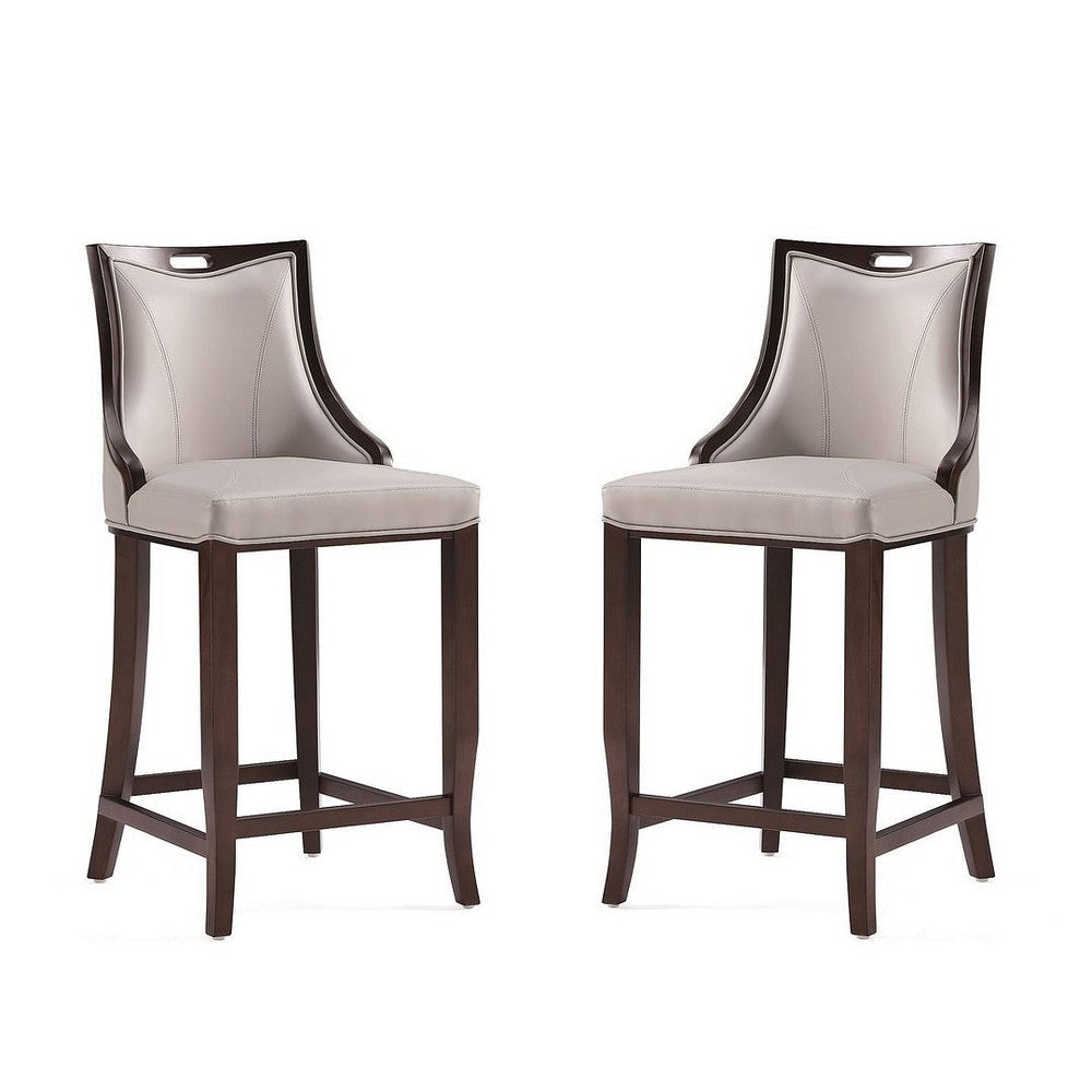 Emperor Faux Leather Barstool in Light Grey (Set of 2)