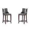 Emperor Faux Leather Barstool in Pebble Grey (Set of 2)
