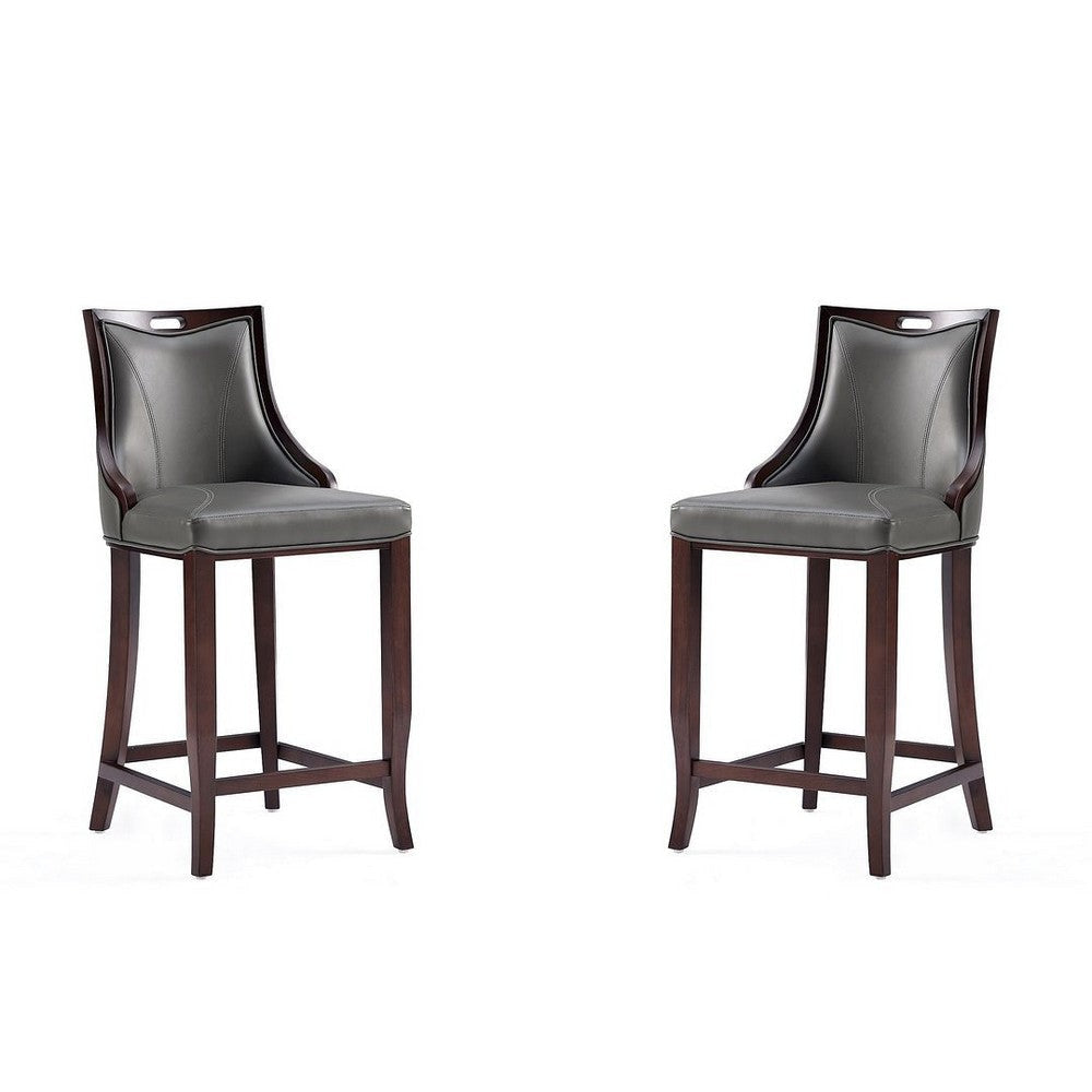 Emperor Faux Leather Barstool in Pebble Grey (Set of 2)