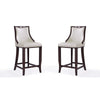 Emperor 41 in. Pearl White and Walnut Beech Wood Bar Stool (Set of 2)